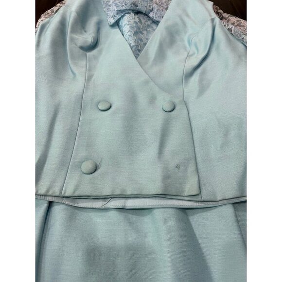 Vintage Jr. Theme Powder Blue Lace Sleeve Suit Bow Size 11 Retro Style Set - Picture 4 of 15